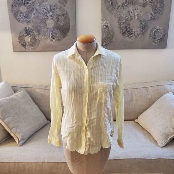 Socialite Raw Hem Shirt sz XS in Yellow - Picture 4 of 13